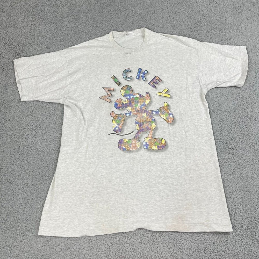 Vintage Mickey Mouse Gray T Shirt Men Adult Size 2XL Used